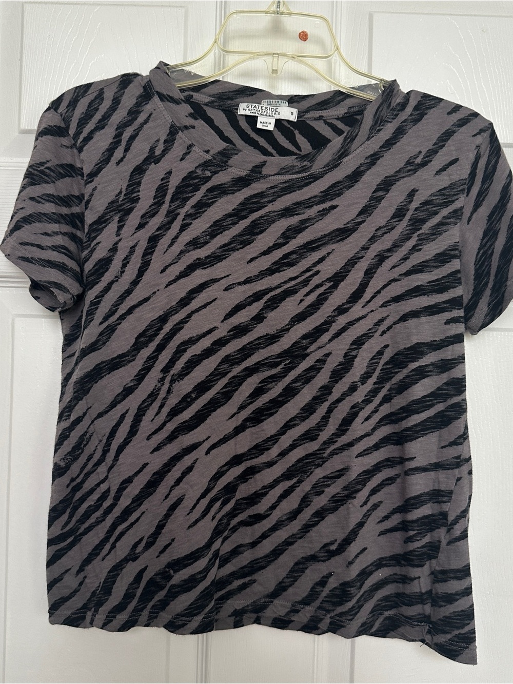 Stateside Black Zebra-Print Short Sleeve Tee